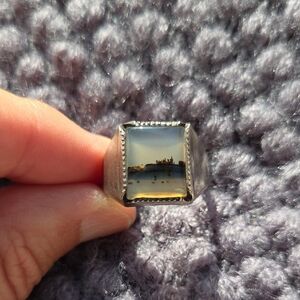 Silver Ring with Scenic Inlay